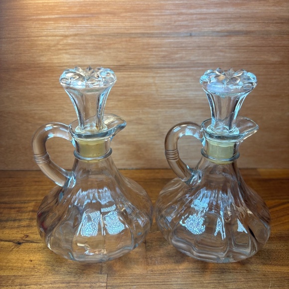 Anchor Hocking Pair Glass Cruets Vintage 1940s with Original Stopper 5-1/4" VTG - Picture 3 of 8